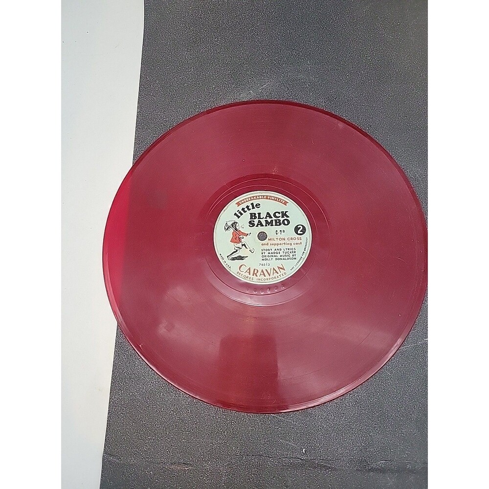 Vtg Little Black Sambo Record Red Milton Cross USA Vinylite Caravan Records